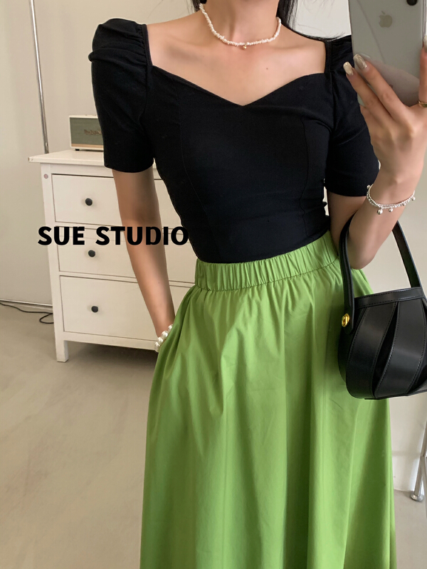 New in early summer! [Sue studio] slim peach neckline (only selling small shirts) n55501# ZSY