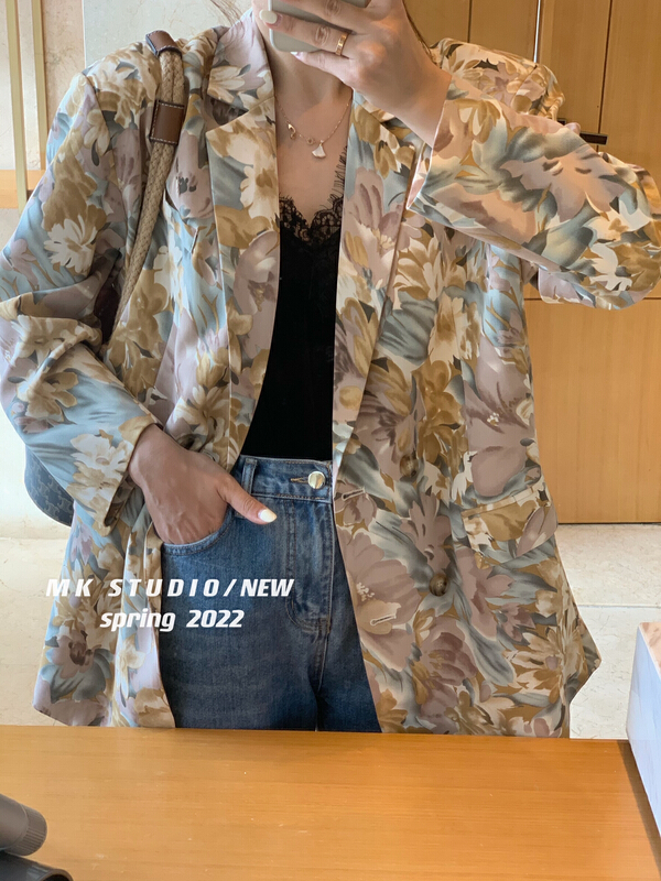 New year in early spring! [MK] design sense literary loose retro short coat 3067# hjy