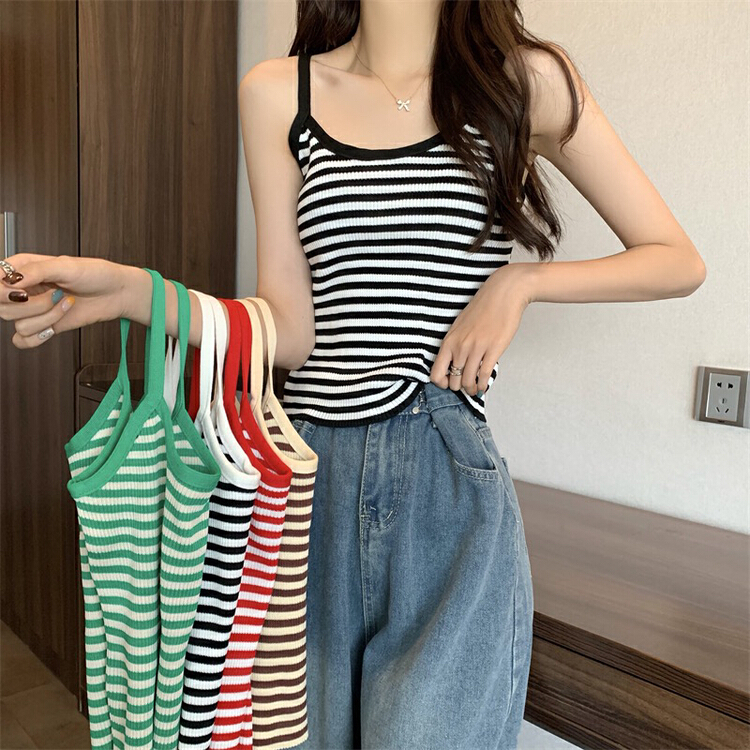 New year in early spring! [F.P.] Hong Kong style U-neck classic stripe versatile vest 77019# HBx