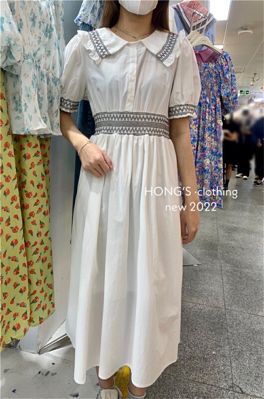 [Hong's] lady doll collar color matching dress 2693# L