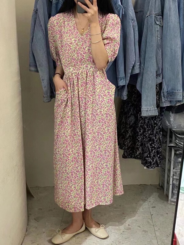 New in early summer! [AOT] lady V-neck floral dress 5167# XYY