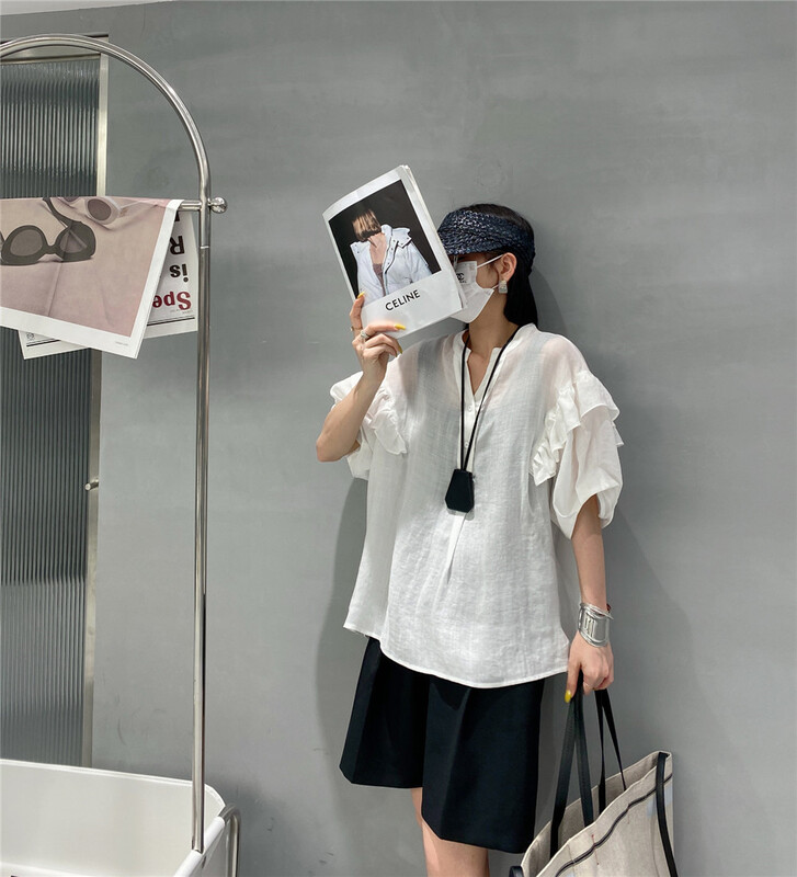 goods in stock! New in early summer! [Hyso] niche lace Tencel pullover shirt 5169# XJ