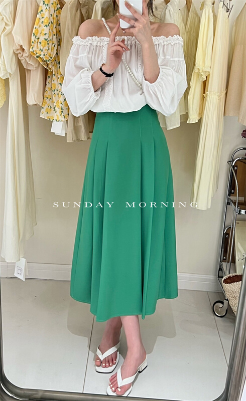 【SUNDAY MORNING】簡約通勤純色長款半身裙  9125#  ZJY