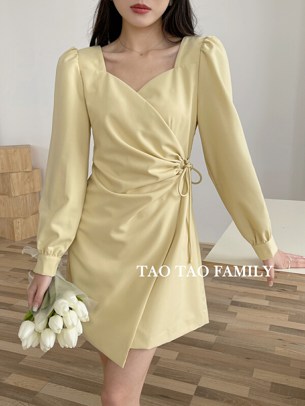 New year in early spring! [Taotao family] elegant drawstring dress 7052# lwy
