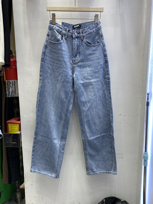 [pudr] Western fashion back pocket tiger head embroidered wide leg jeans 2096# XJ