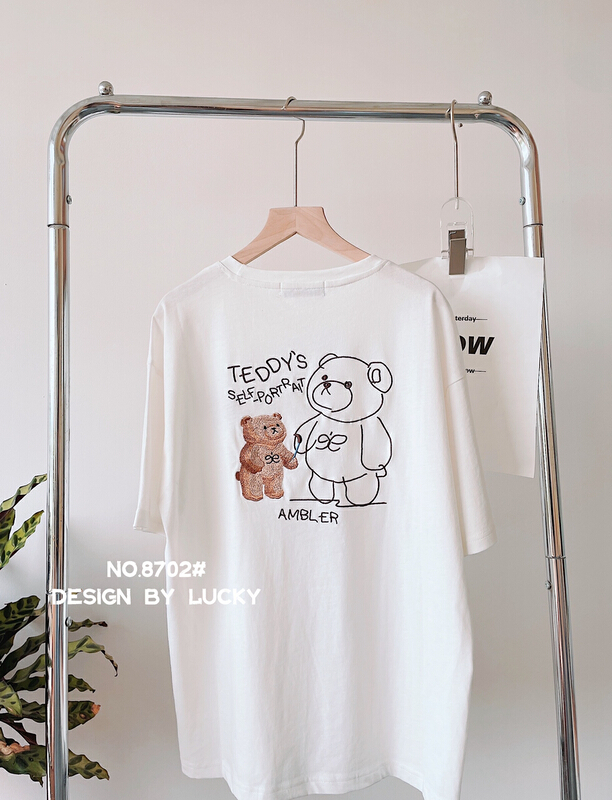 New year in early spring! [lucky] double sided embroidery versatile Korean Short Sleeve T-shirt 8702# HBx
