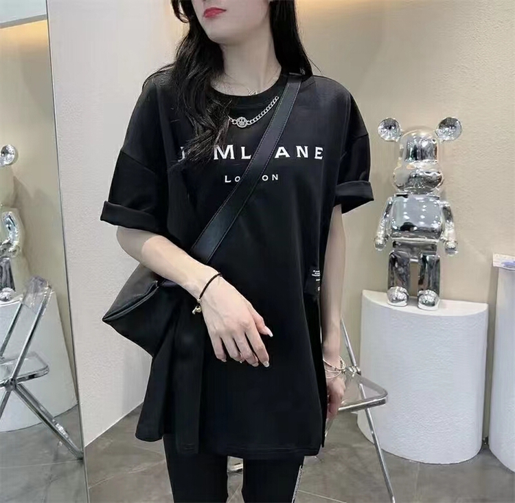 [Irene] letter print loose short sleeve T-shirt 2239# WTT