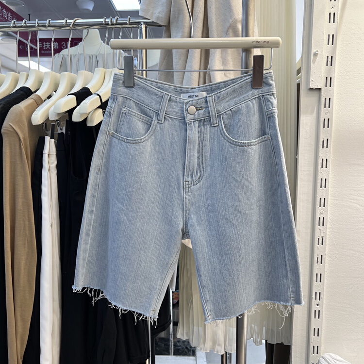 goods in stock! New in early summer! [meet me] Korean slim and versatile 5-point denim shorts 61185-1# ll