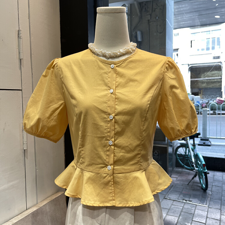 [trust me] Korean style single breasted solid color shirt 69140# ozq