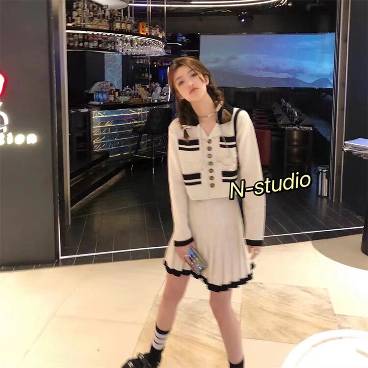 【N】 Lapel ice silk sweater + skirt suit ys1-m0010# WTT