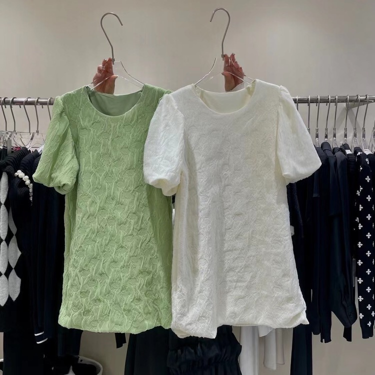 New year in early spring! [yipinhan] temperament round neck bubble short sleeve dress 987# PCZ