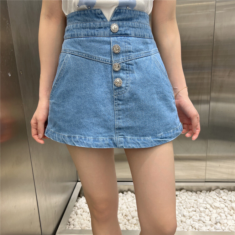 [top Chan Lin] Korean casual slim denim skirt (excluding top) 95178# cqw