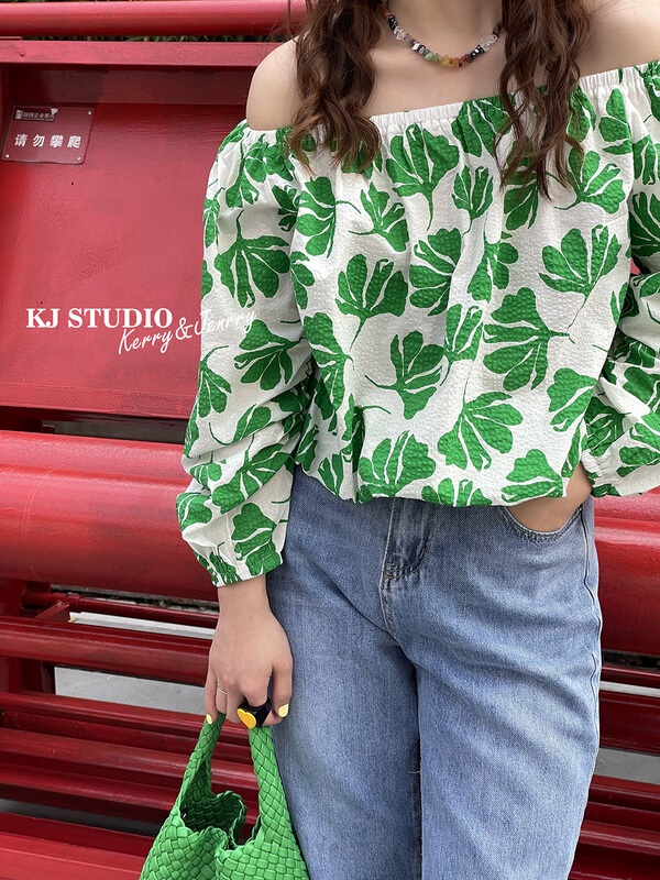 goods in stock! New year in early spring! [kJ] one shoulder small fresh floral shirt 951# zxl