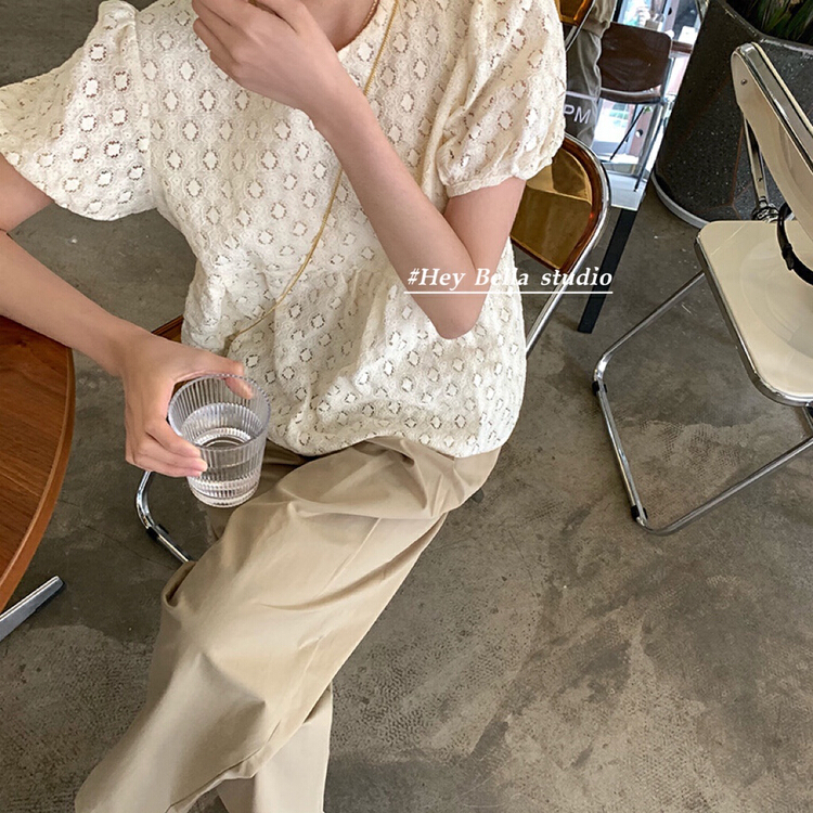 New in early summer! [hey Bella] lace flower fashion blouse b1170# ll