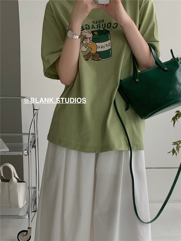 goods in stock! [blank] Popeye print loose short sleeve T-shirt 521690# jhy
