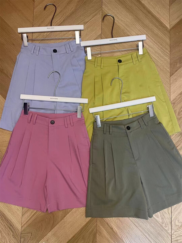 [rich Papa] Korean style one button versatile net color casual shorts k052# zxx