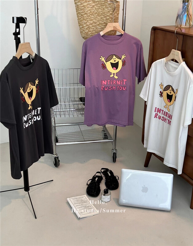 New in early summer! [h2-studio] Korean casual cartoon printed short sleeve T-shirt a629# HBx