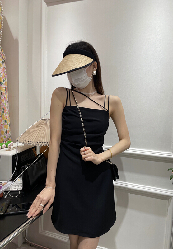 [J2. J1wg] Spice Girl solid color suspender dress 22117# cqw