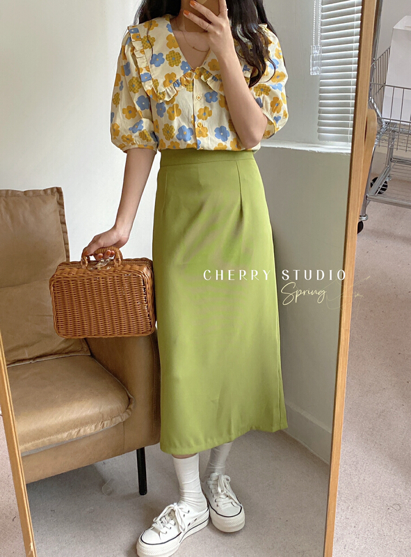 New in early summer! [cherry studio] solid color suit versatile lady skirt 5040-1# HBx