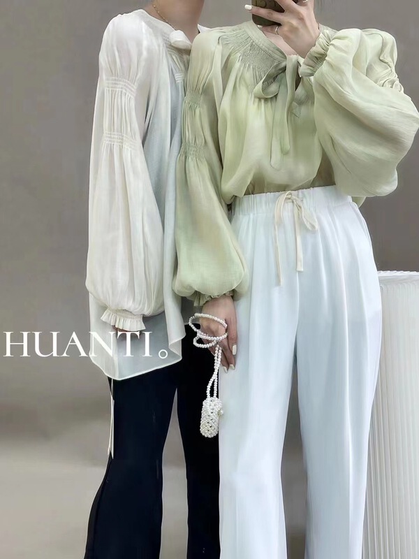 goods in stock! [fantasy title] temperament lace up Tiansi blouse t22x003# XJ