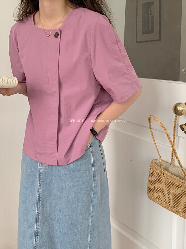 New in early summer! [we are] simple solid color short button blouse 10098# ZSY