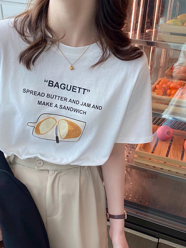 [HH] Korean casual letter printed short sleeve T-shirt 3330# L