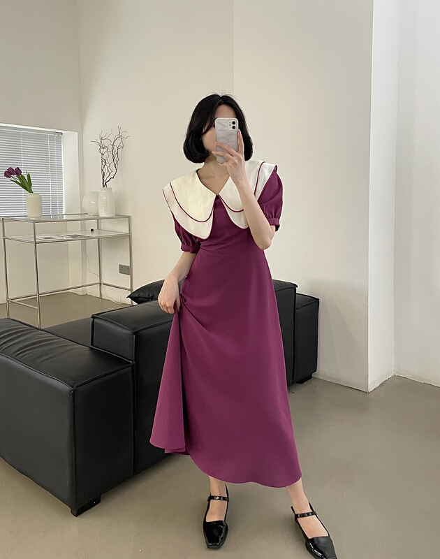[lemon tree] Korean style thin baby collar dress 66329# XYY