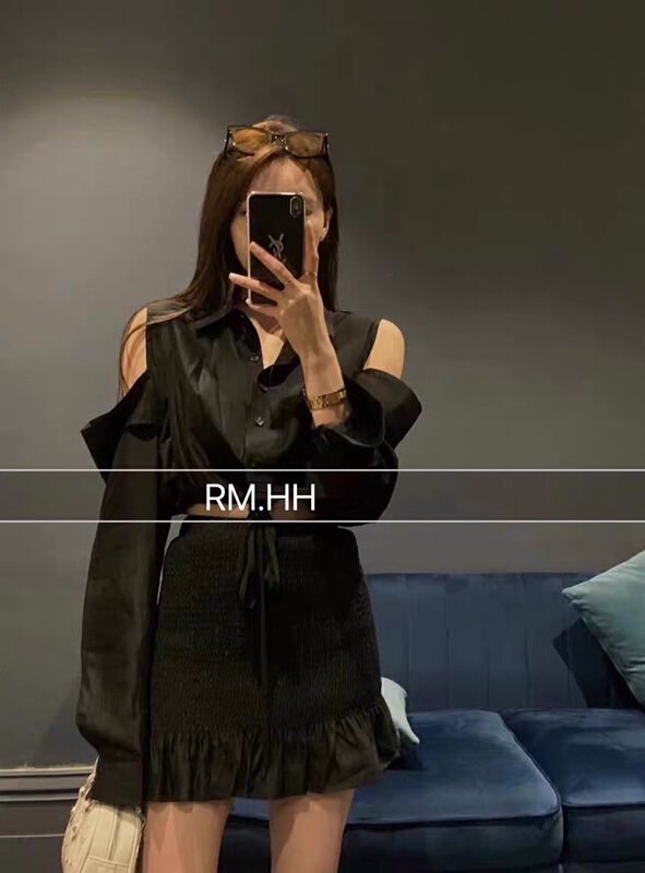 【RM.HH】露肩防曬襯衫+壓褶包臀短裙套裝  364#  OZQ