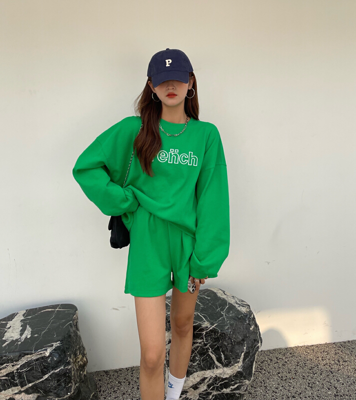 New year in early spring! [keyboard] Korean embroidered letter sweater + casual loose Shorts Set a-8893# LSL