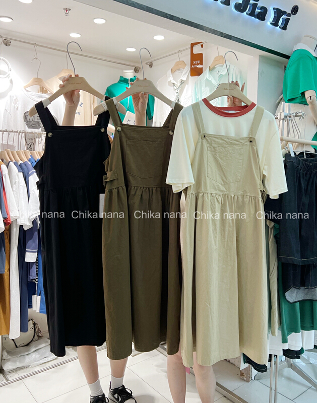 [Yi Jia Yi] retro casual wash cotton strap dress 002212# cqw