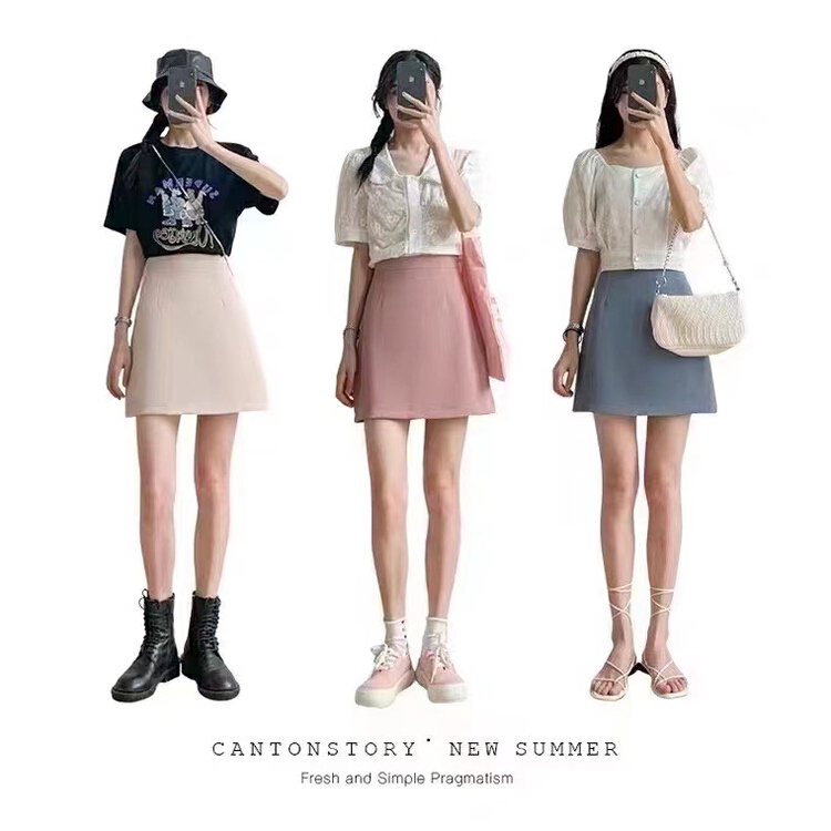 New year in early spring! [Tongtong] Korean version solid color temperament skirt 92661# hjy
