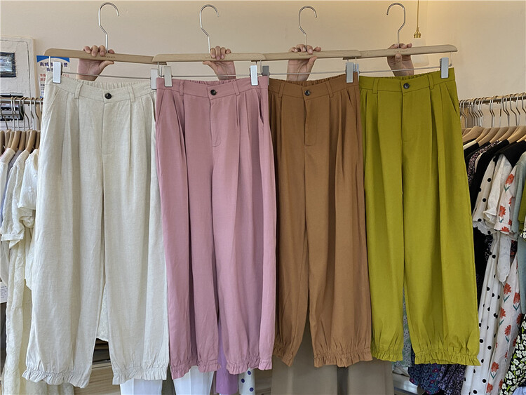 [seek peach] back elastic waist comfortable casual pants 5230# ll