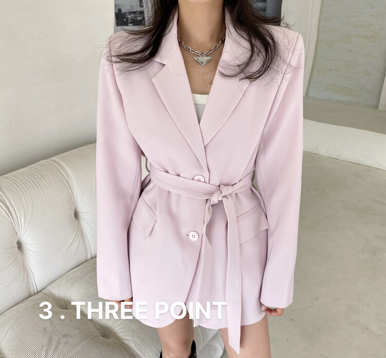 goods in stock! [3. Three point] fashion temperament and texture suit (with belt) 7015# cqw