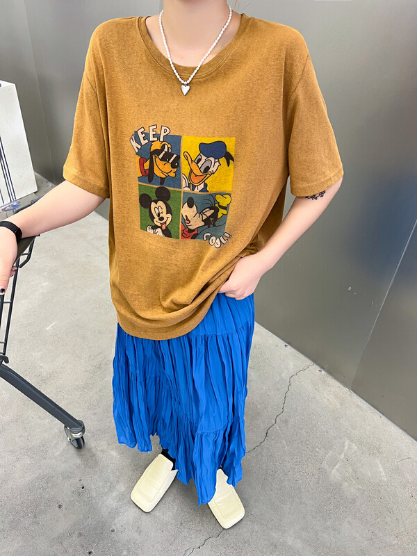 New in early summer! [two percent] linen Donald Duck versatile short sleeve T-shirt 9920# LSL