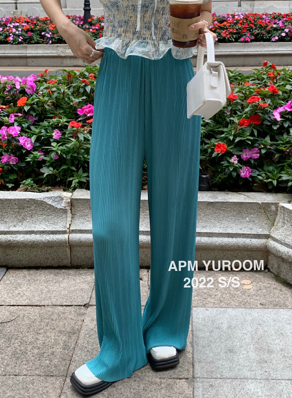 New in early summer! [APM yuroom] versatile high waist slim ice silk wide leg casual pants 22172# LSL
