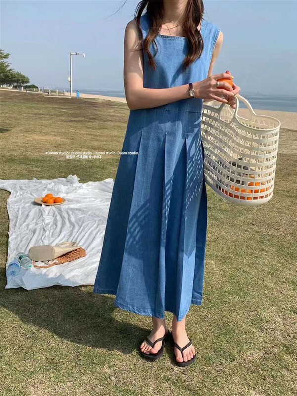 goods in stock! New in early summer! [at the end of July] Korean fashion denim strap skirt (excluding inner matching) 2113# HBx