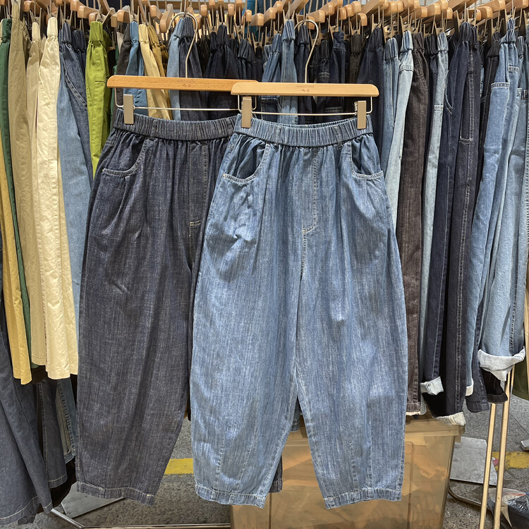 New in early summer! [fabric] loose Korean fashion jeans 861968# L
