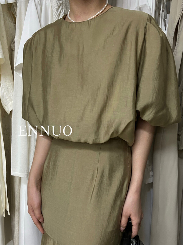 [ennuo] round neck short bubble sleeve shirt 1380\l