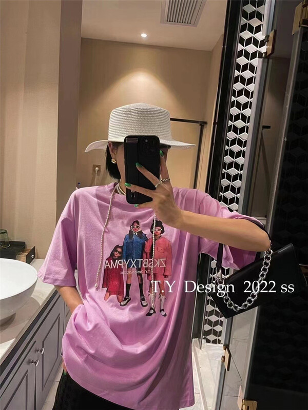 New in early summer! [curler] personalized character print short sleeve T-shirt 2881# PCZ