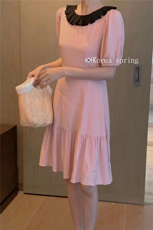 [multi gold] lady Lapel sweet dress 7178# hjy