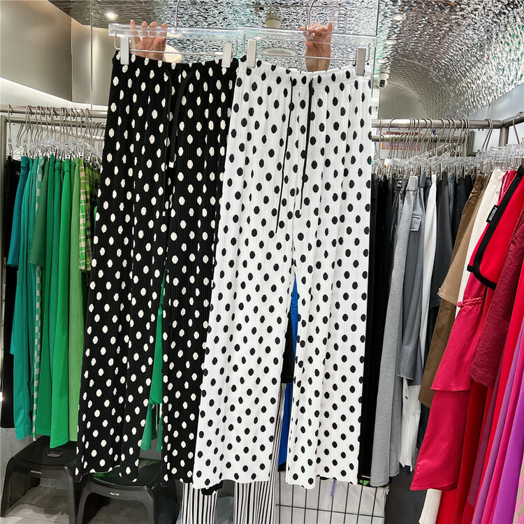 [Anan] wave point elastic waist versatile casual pants 9881# XYJ