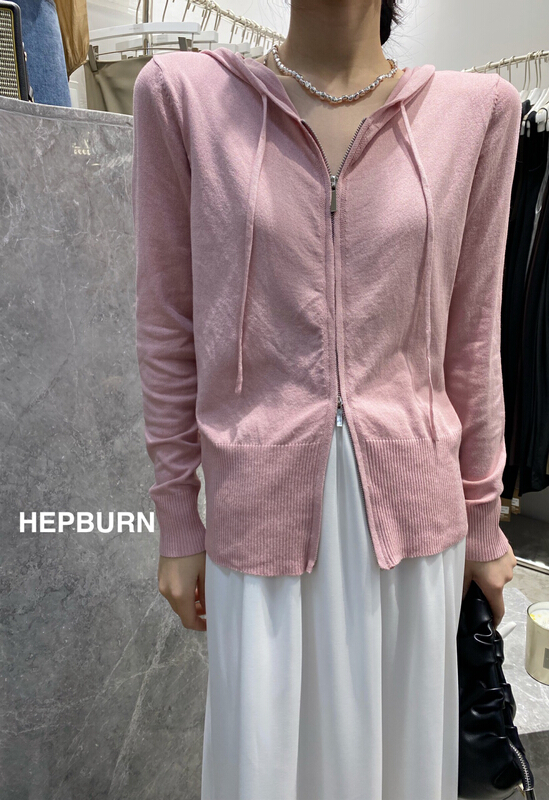 [Hepburn Hepburn] Korean hooded zipper sunscreen shirt 8823# L