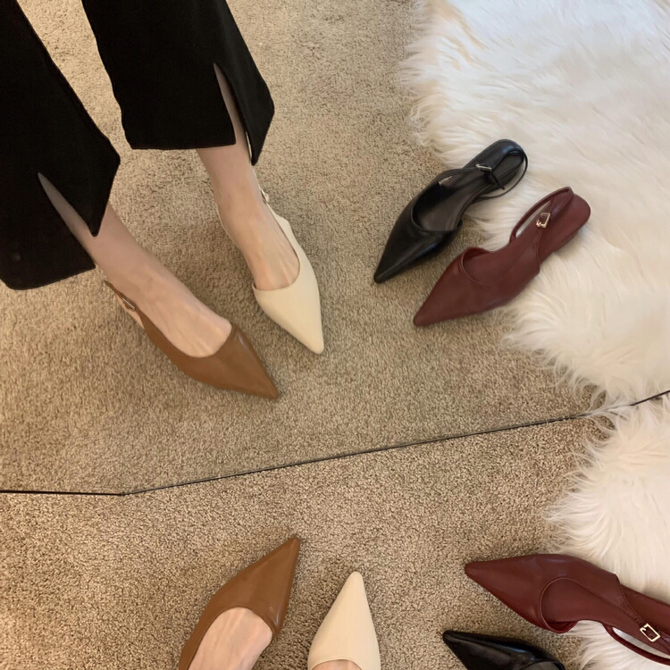 goods in stock! [MJ] Korean designer pointed thin belt low flat heel sandal x6607# lwy