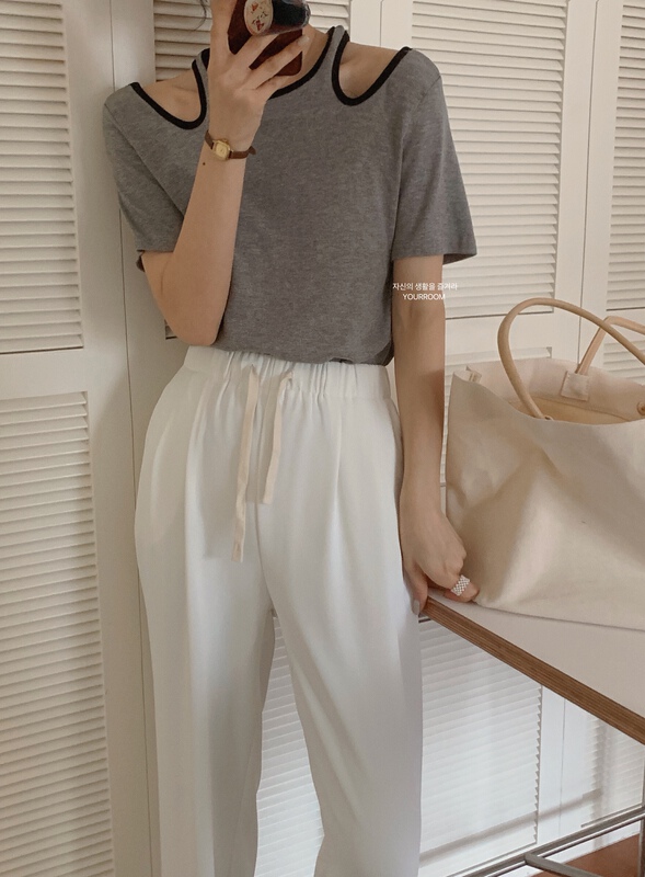 [your room] Korean color contrast edge hollowed out sweater ys1-2223# cqw