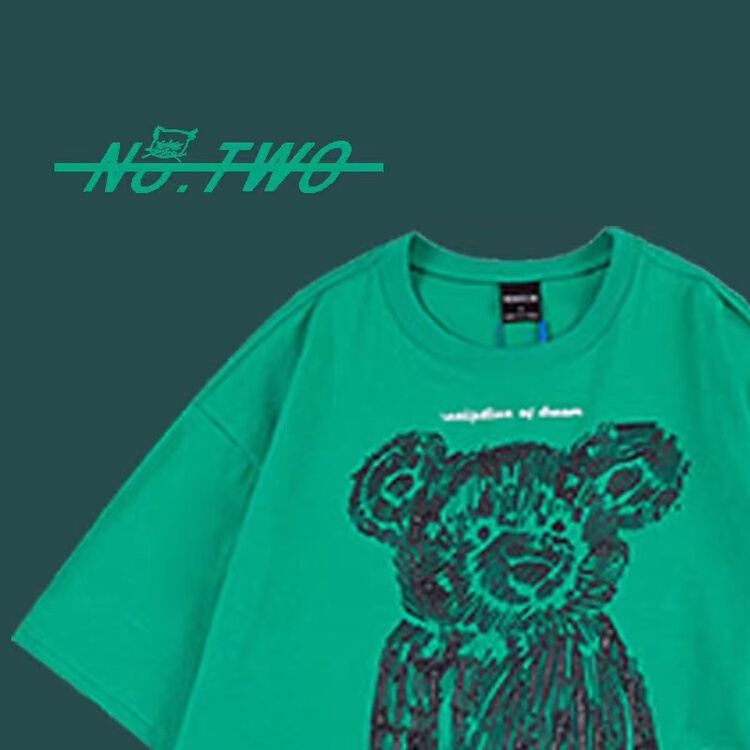 New in early summer! [venue] Korean versatile bear print loose short sleeve T-shirt x0781# CSX