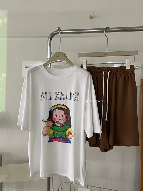 [UNC be] loose and versatile print short sleeve T-shirt 2096# XYY