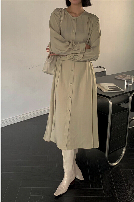 [Hello September] celebrity temperament breasted dress (with belt) m11071# hyy