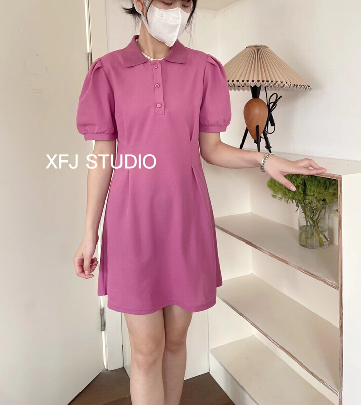 New in early summer! [Xiaofan family] light familiar style Polo French slim short dress 6158# LSW