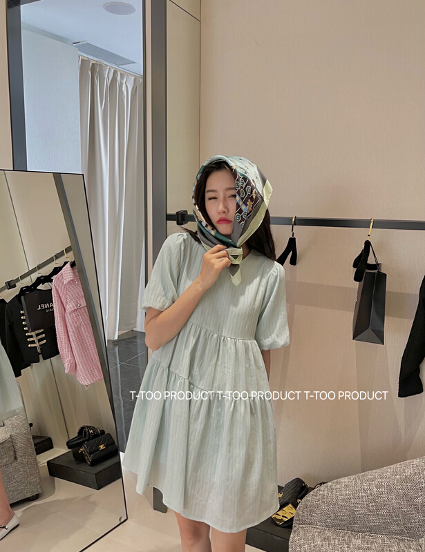 New in early summer! [t-too] round neck Korean aging dress 132918# LSL