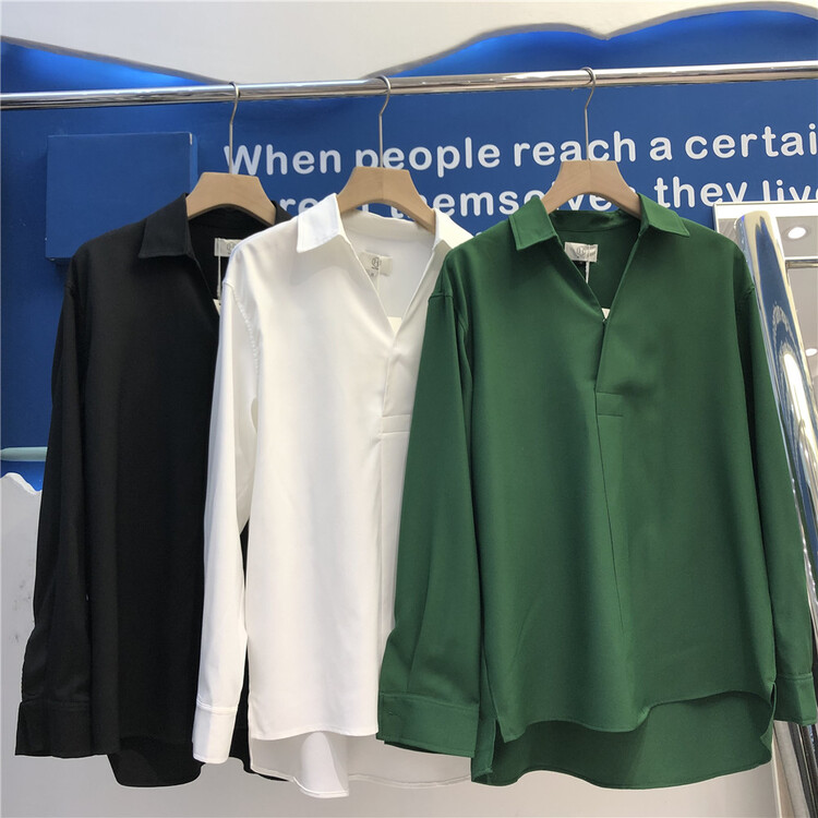 [h-1987] Korean version of simple commuter versatile shirt 22029# ZZL